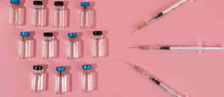 Free photo minimalistic science banner with vials