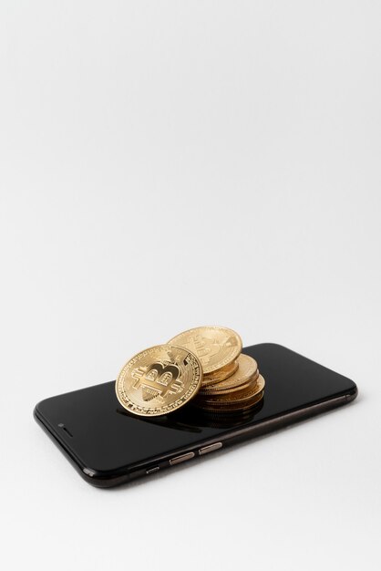 Minimalistic still life arrangement with cryptocurrency