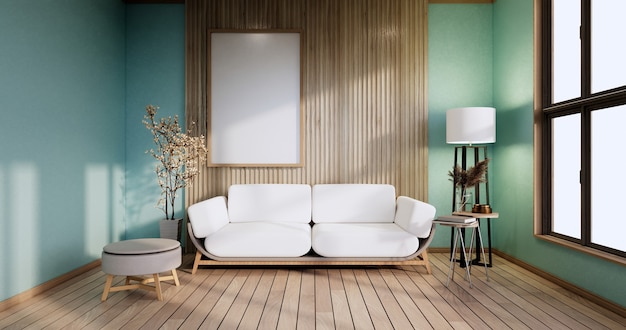 Mint living room interior design. 3d rendering