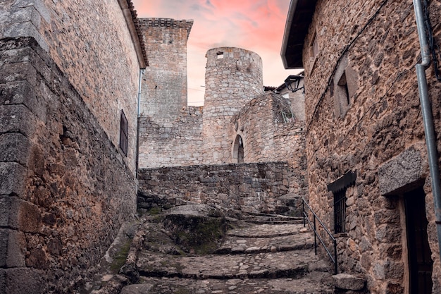 Miranda del Castaar Spain  December 5 2021 Panoramic view of the town of Miranda del Castaar medieval city in the province of Salamanca