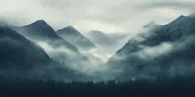 Free photo misty mountain backdrop adding mystery to the scene