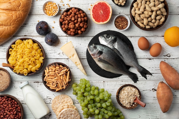 Foto gratuita mix di allergeni alimentari comuni per le persone