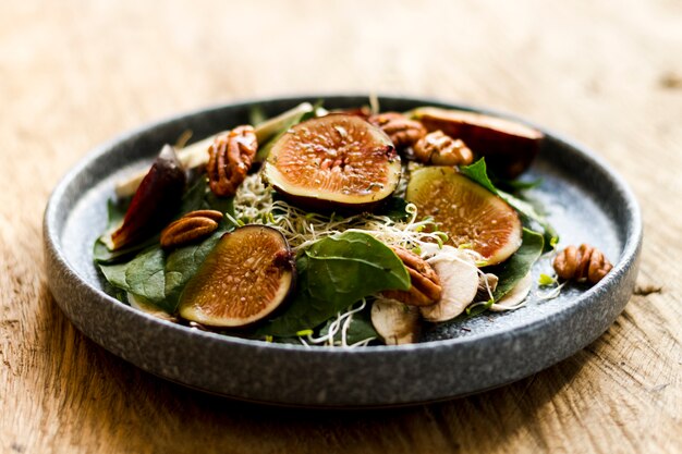 Mix of figs and nuts on plate