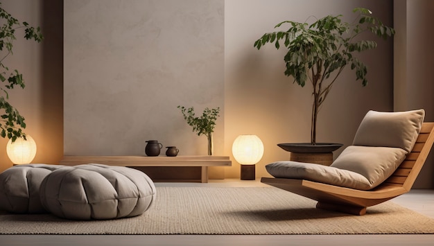 Mix of minimal nordic interior design with japanese wabi-sabi style