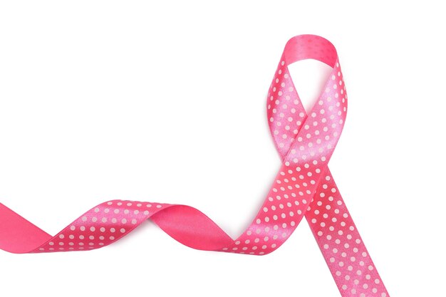 Mix pink ribbon on a white background