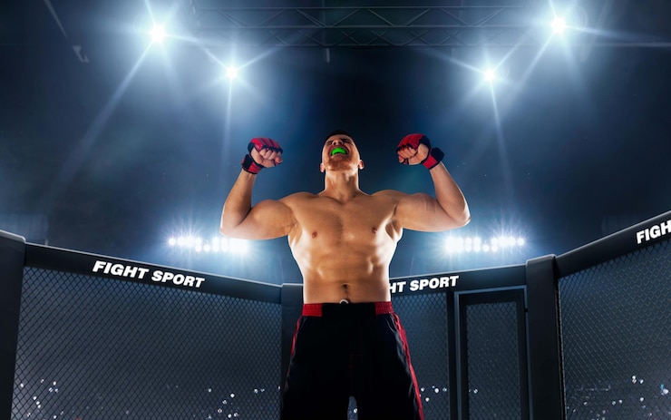 Бесплатный Фотография бойцы мма на профессиональном ринге fighting championship