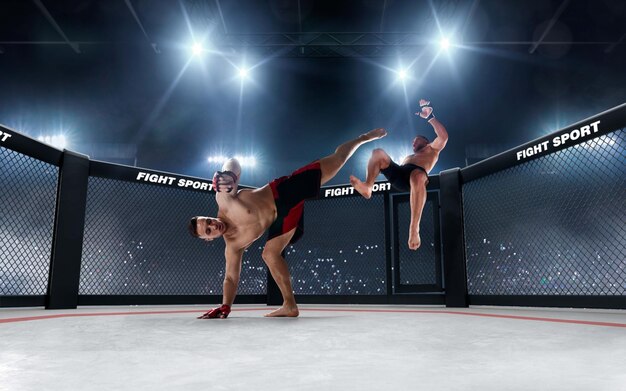 MMA fighters on professional ring Fighting Championship