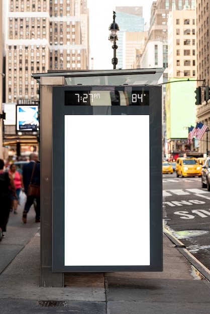 Mock-up billboard in bus stop