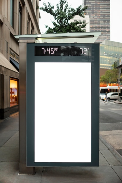 Mock-up billboard in bus stop