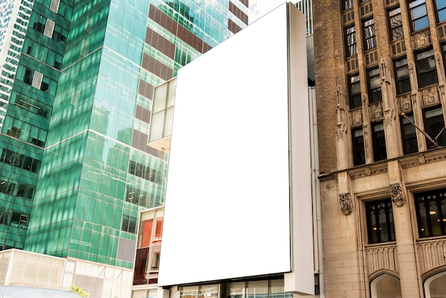 Mock-up billboard on a city building
