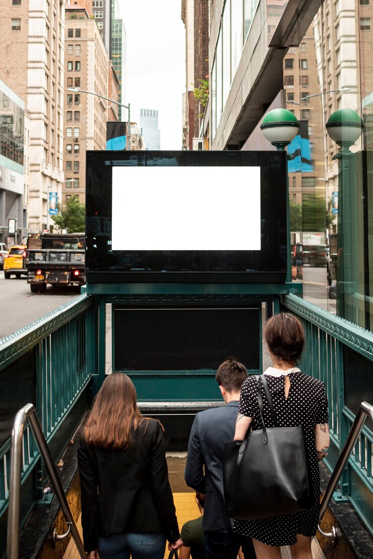 Free Photo mock-up billboard over metro entrance