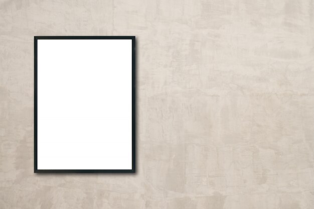 Mock up blank poster picture frame hanging on wall in room