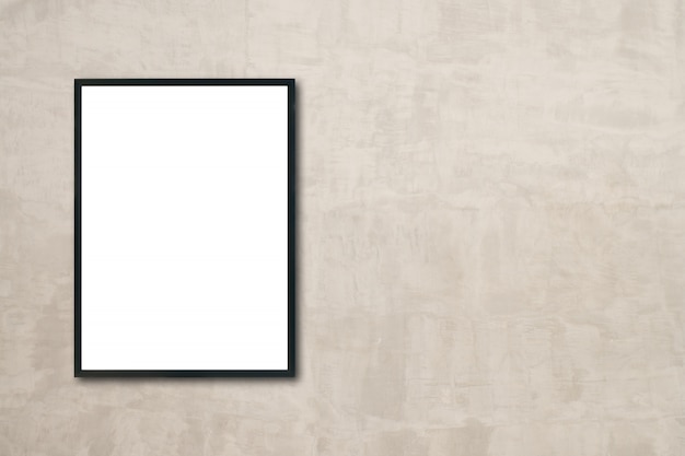 Mock up blank poster picture frame hanging on wall in room