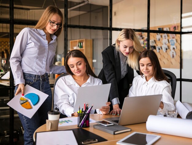 Mock-up females working together