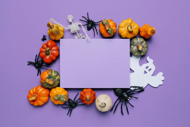 Mock up Invitation for a Halloween Party with purple colors