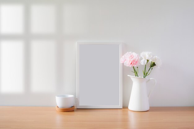 Download Premium Psd Mockup Photo Frame With Yellow Flowers And Ribbon On White Background PSD Mockup Templates