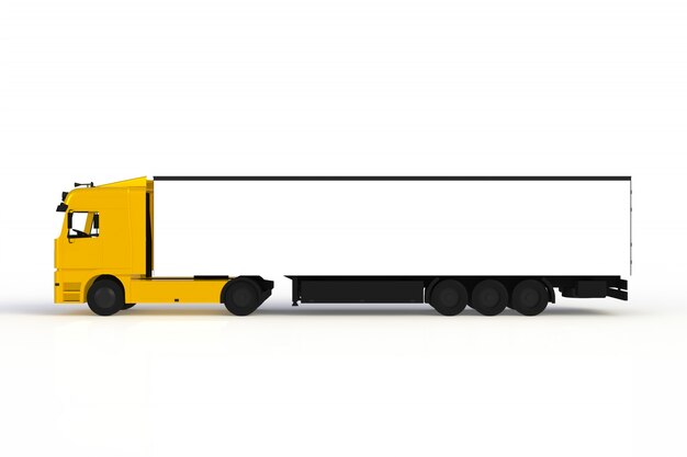 Download Premium Photo Mock Up Of Side View Yellow Truck Isolated On White Background PSD Mockup Templates