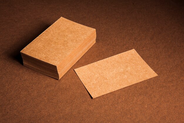 Mockup of blank cardboard business cards