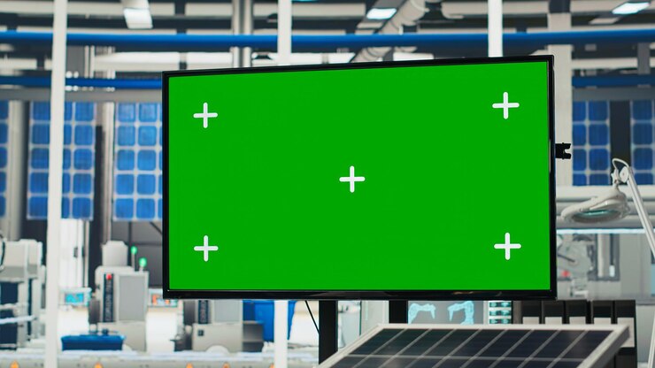 मुफ़्त फोटो mockup display in photovoltaics factory used to monitor system performance