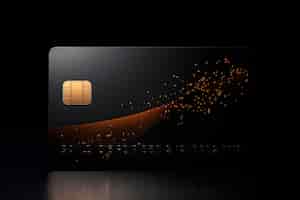 Бесплатное фото Макет роскошной черной кредитной карты на черном фоне