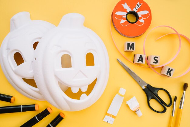 Mockup masks for Halloween in process