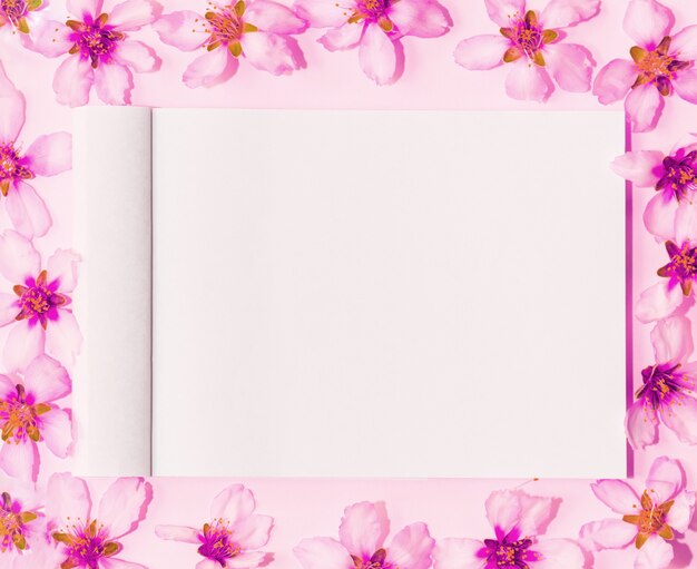 Mockup with lovely pink flowers around