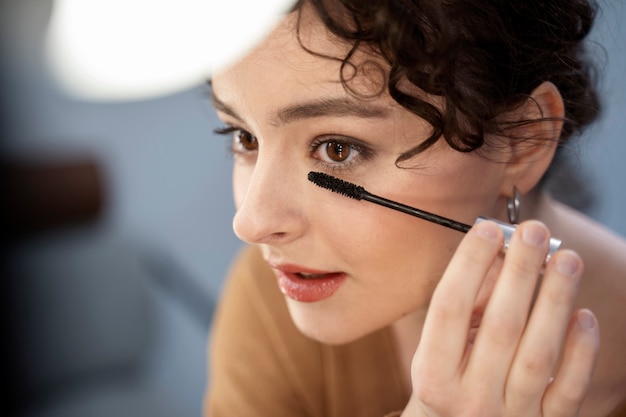 Model getting ready for photoshoot