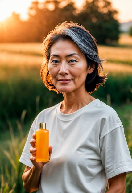 Free photo model holding zero waste beauty product