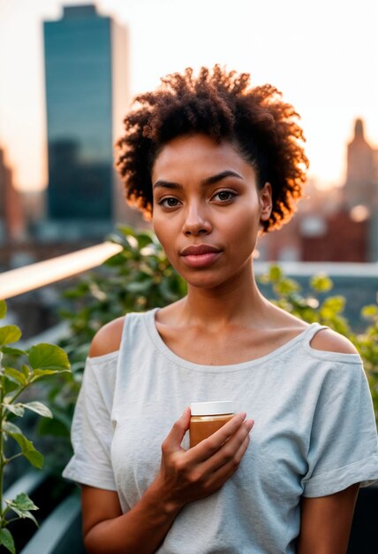 Free photo model holding zero waste beauty product