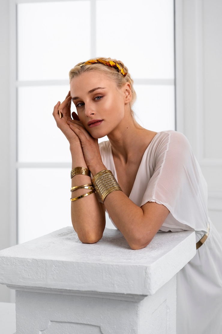 Free Photo model posing as greek goddess medium shot