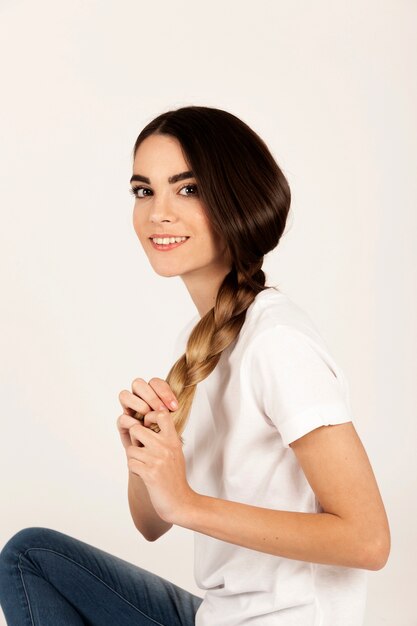 Model posing with her braid