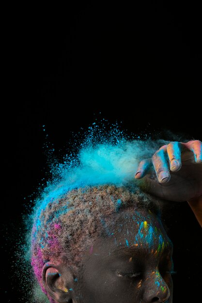 Model posing with powder close up