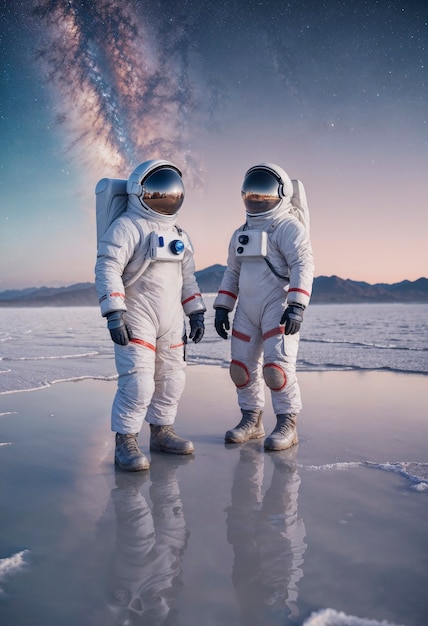 Model wearing space suit
