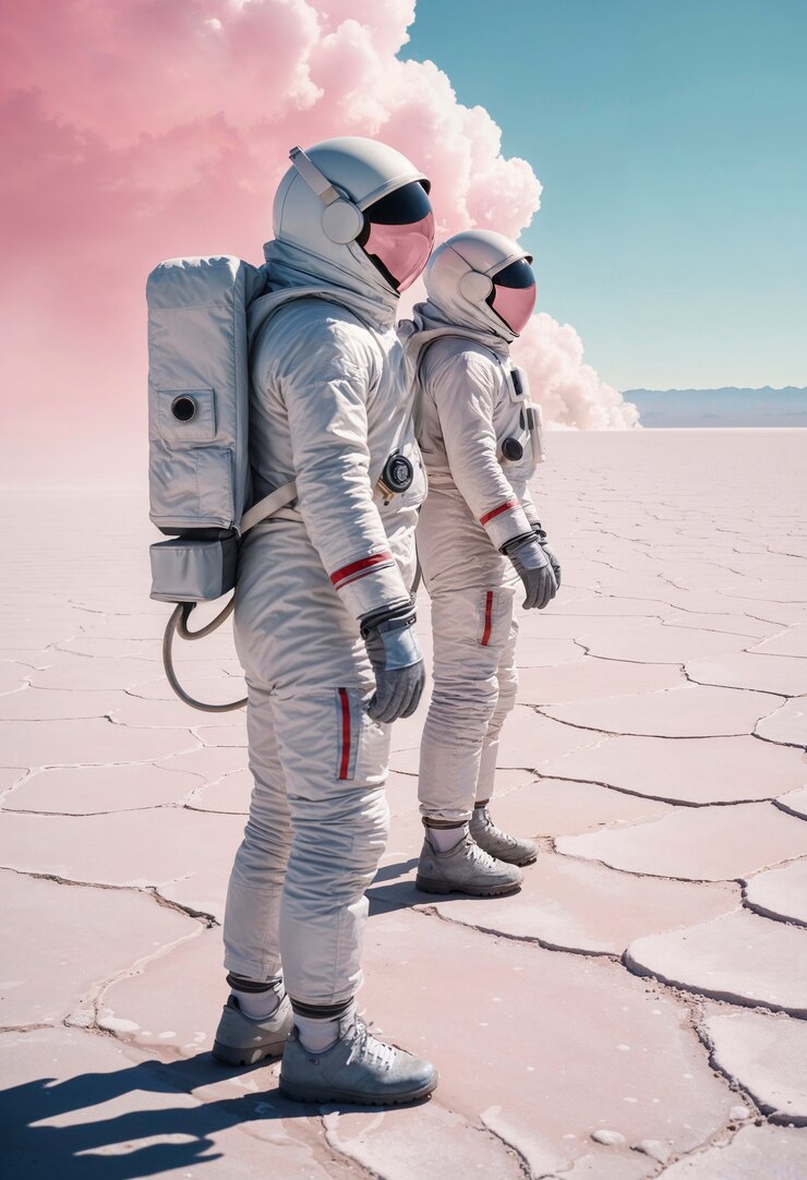 Free Photo model wearing space suit