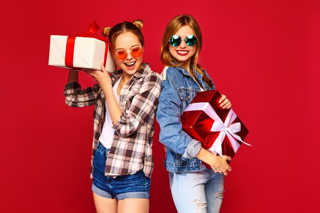 Models with big gift boxes