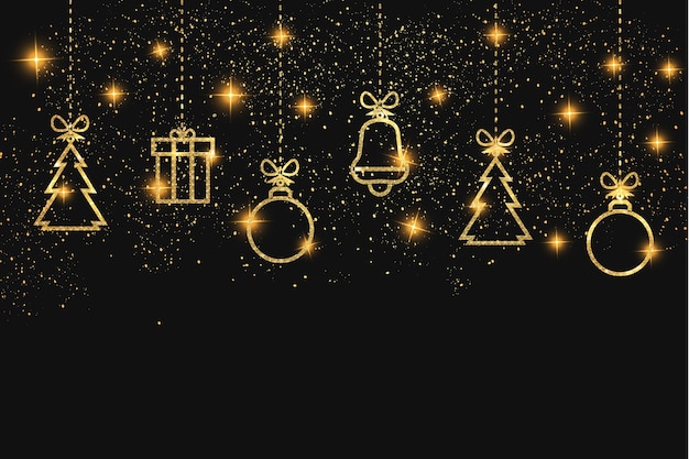 Moder christmas wallpaper with golden christmas icons