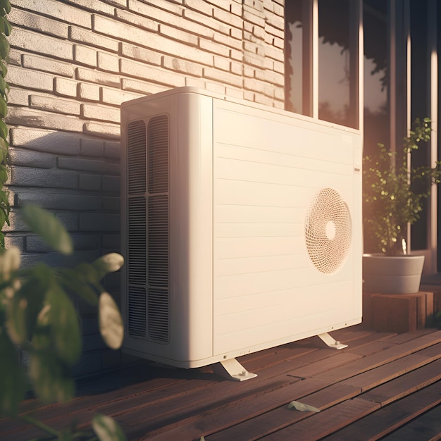 Modern air conditioner on the terrace 3d rendering