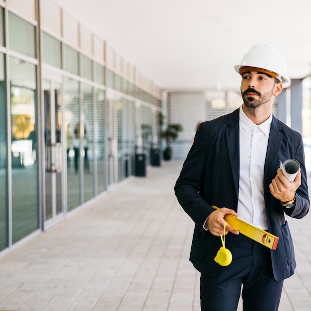 Modern architect with helmet