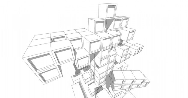 美しい大都市の近代建築 フリーハンドの線画イラスト 3 Dイラスト プレミアム写真 美しい大都市の近代建築 フリーハンドの線画イラスト 3 Dイラスト プレミアム写真