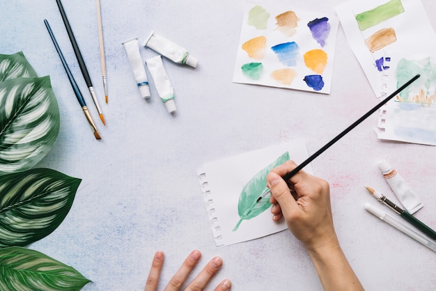 Modern artist desk composition