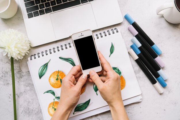 Modern artist desk composition