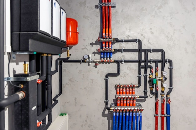 Free photo modern autonomous heating system in the boiler room