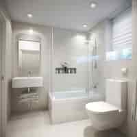 Бесплатное фото Современная ванная комната с небольшим пространством и современным декором