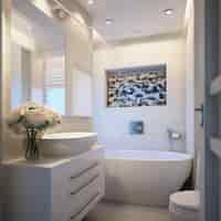 Free photo modern bathroom with small space and contemporary decor