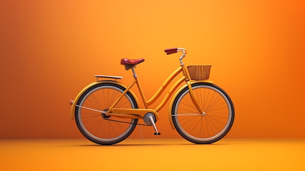 オレンジ色の背景に近代的な自転車