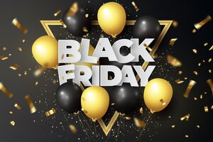 modern black friday sale with realistic 3d balloons