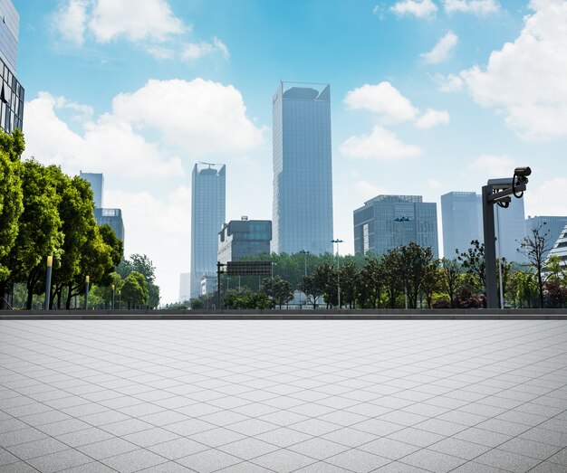 modern business building with glass wall from empty floor