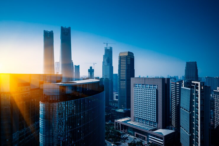 ฟรี Photo modern business buildings in financial district