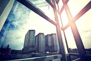 Free photo modern business skyscrapers seen from the window.