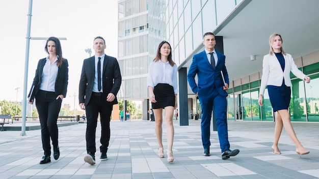Modern business team walking